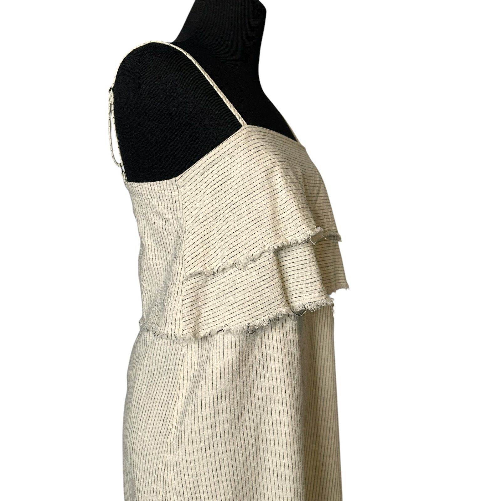 Zara ZARA Rustic Cream Pinstripe Linen Cami Dress size XS Size XS / US 0-2 / IT 36-38 - 4 Thumbnail