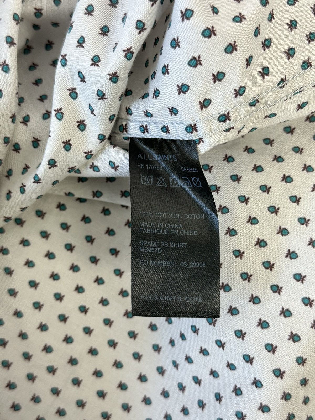 Allsaints × Vintage All Saints Slim Fit Spade Short Sleeve Cotton Shirt Size US M / EU 48-50 / 2 - 8 Thumbnail