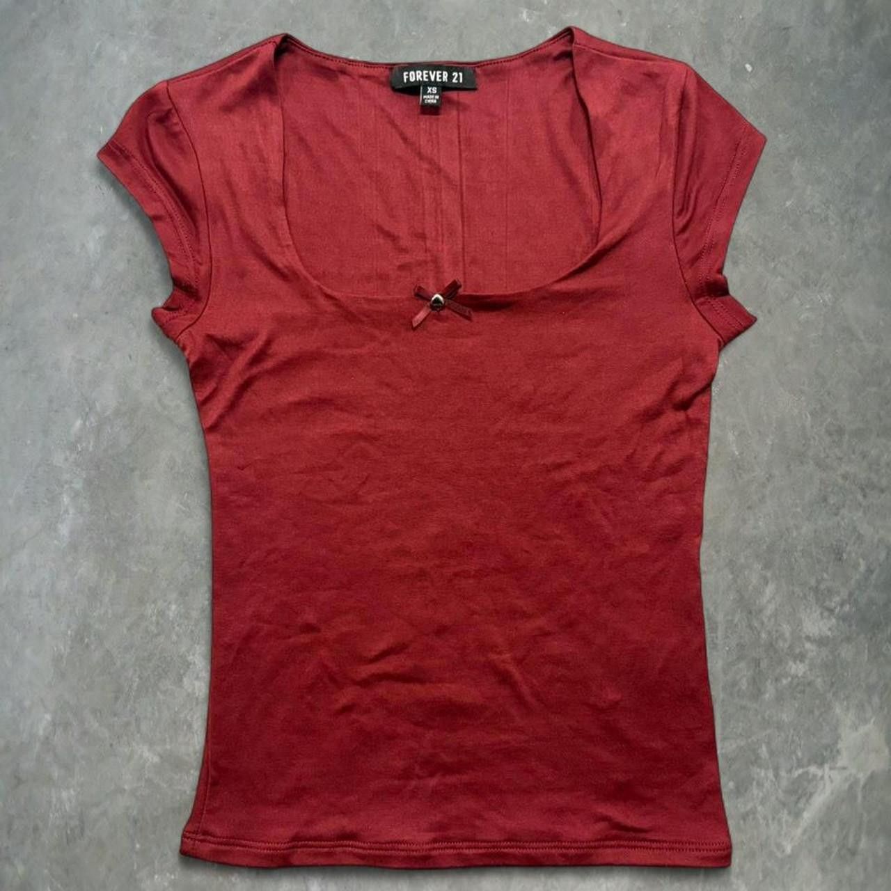 Vintage Crazy Vintage Y2K/2000s Forever 21 red top with bow detail! Size XS Size XS / US 0-2 / IT 36-38 - 1 Thumbnail