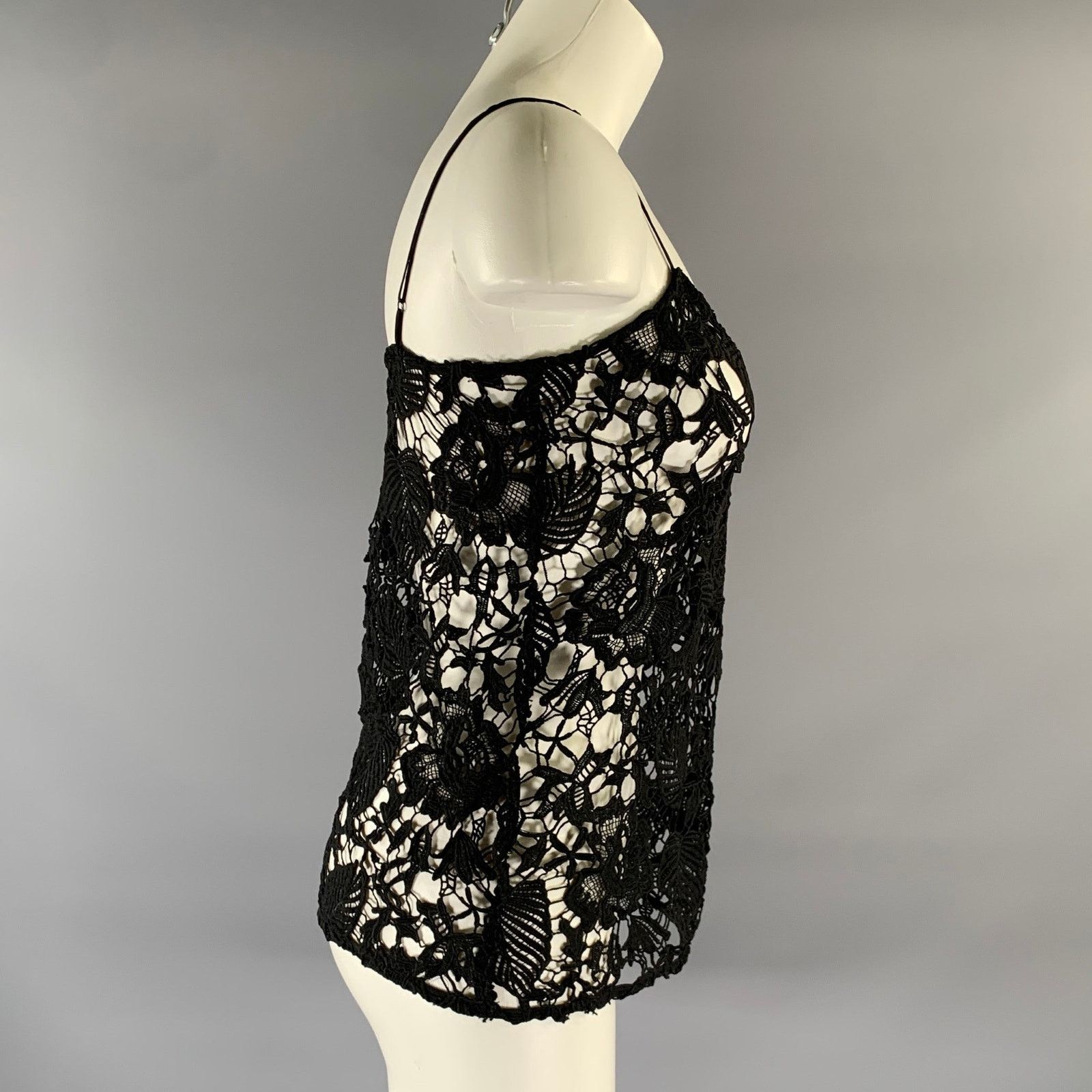 Nili Lotan NILI LOTAN Size XS Black Lace Floral Dress Top Size XS / US 0-2 / IT 36-38 - 3 Thumbnail