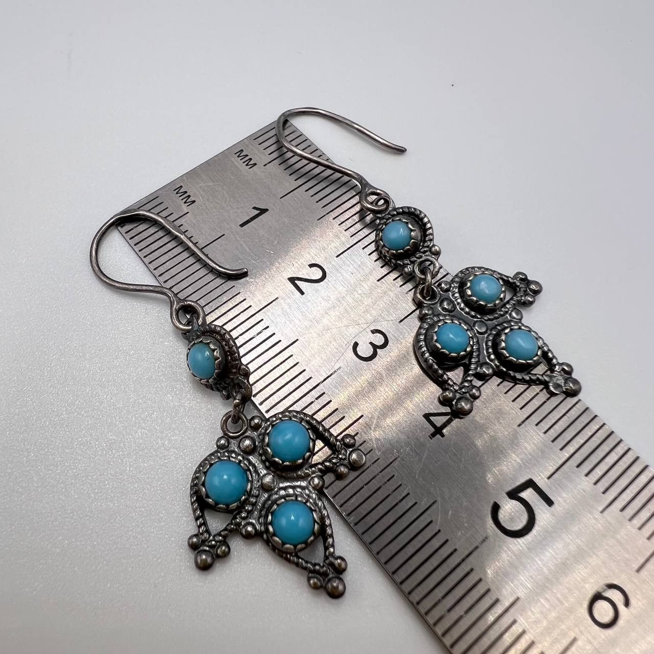 Vintage 70's Vintage USSR Niello Silver 875 Ethno Earrings Signed 5g Size ONE SIZE - 7 Thumbnail