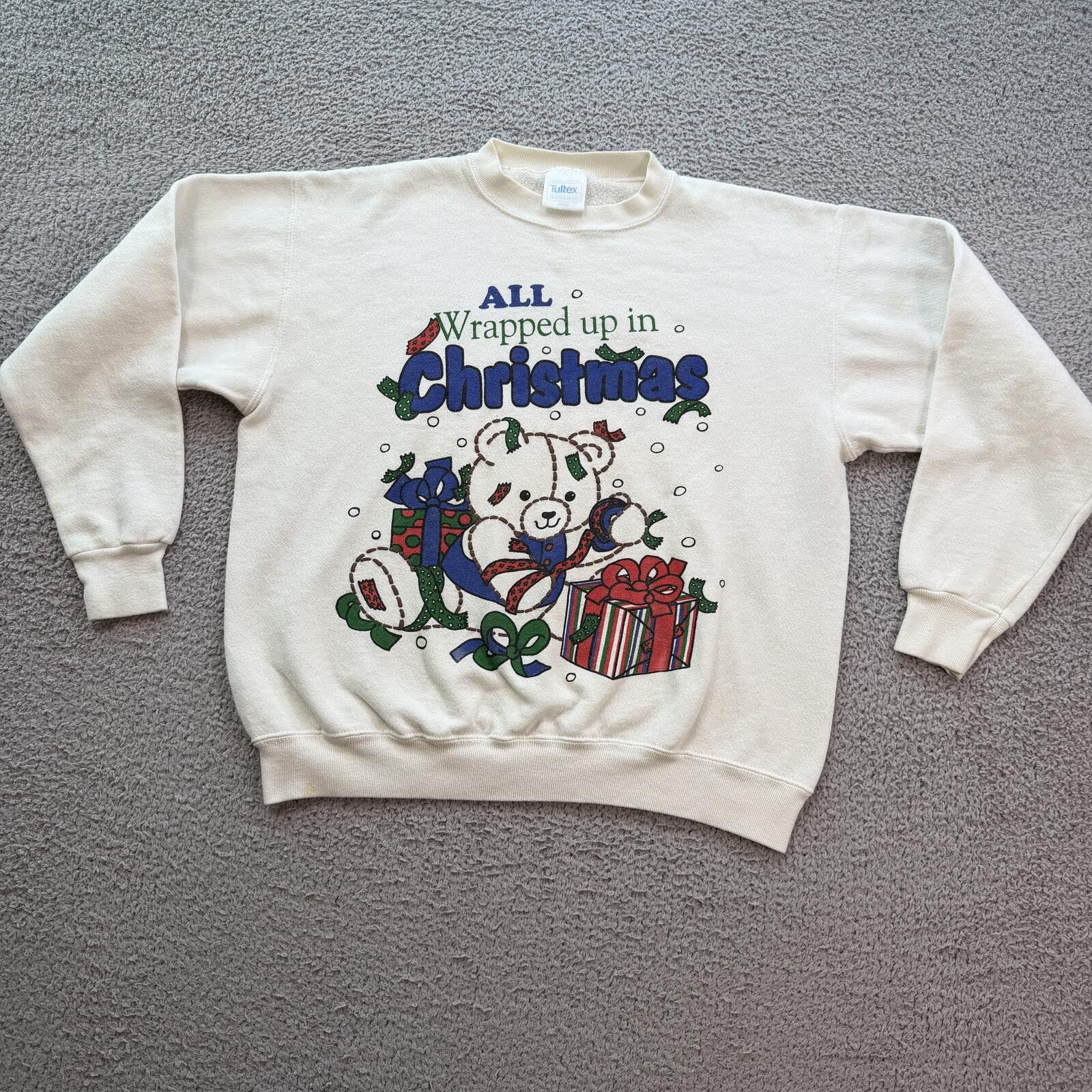 Tultex Vintage 90s Tultex Teddy Bear Sweatshirt L Holiday Crewneck Size L / US 10 / IT 46 - 1 Thumbnail
