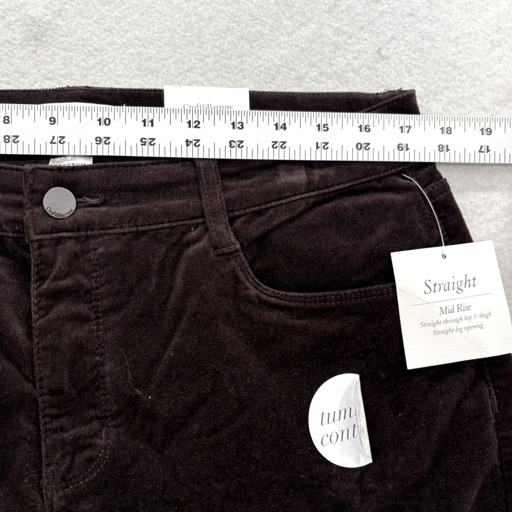 Croft & Barrow Croft & Barrow Womens 14 Short Brown Corduroy Pants Stretch Tummy Control NWT Size 36" / US 14 / IT 50 - 5 Thumbnail