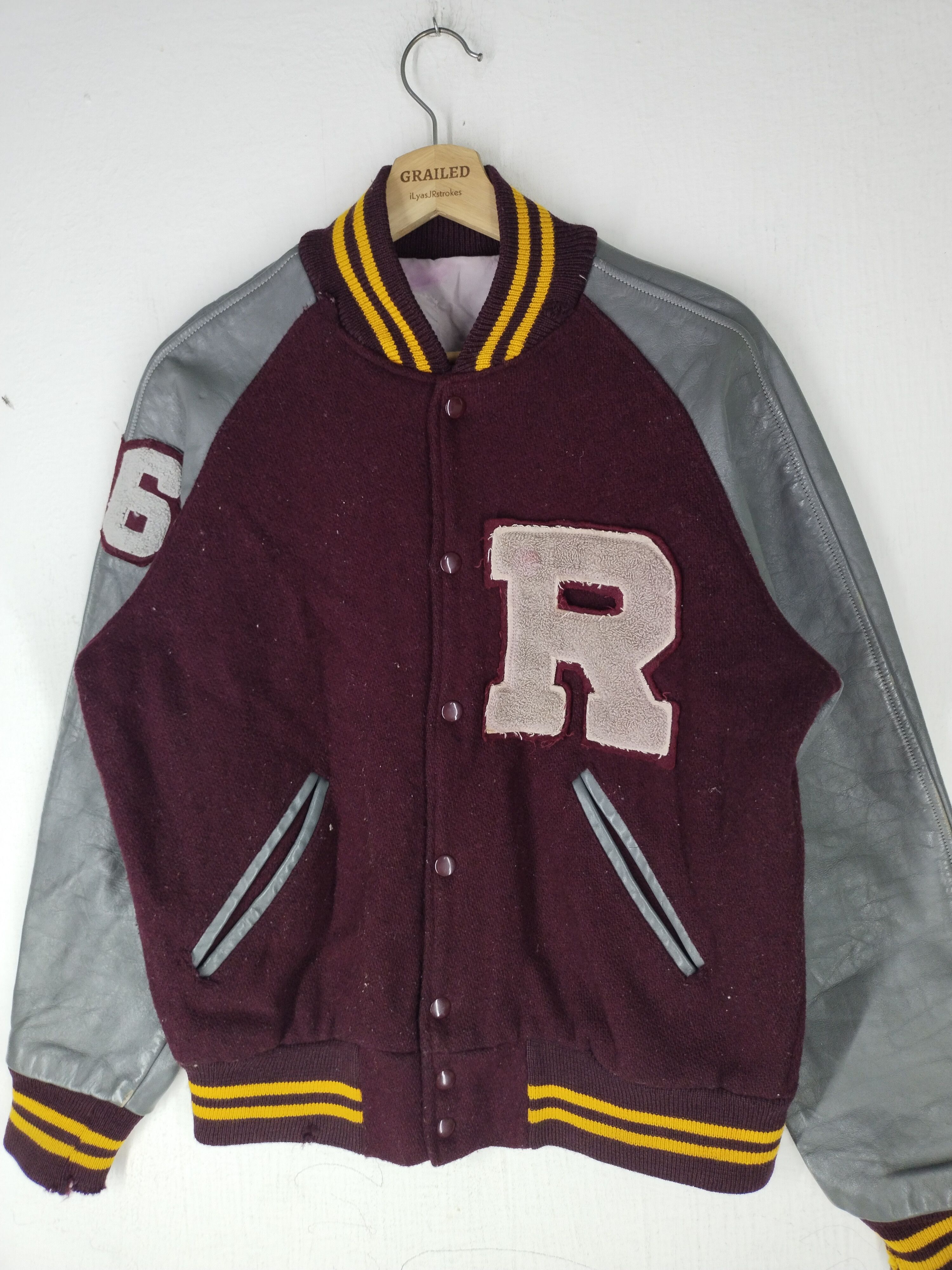 Vintage Vintage 1986's Varsity Leather Wool Jacket Size US M / EU 48-50 / 2 - 2 Thumbnail