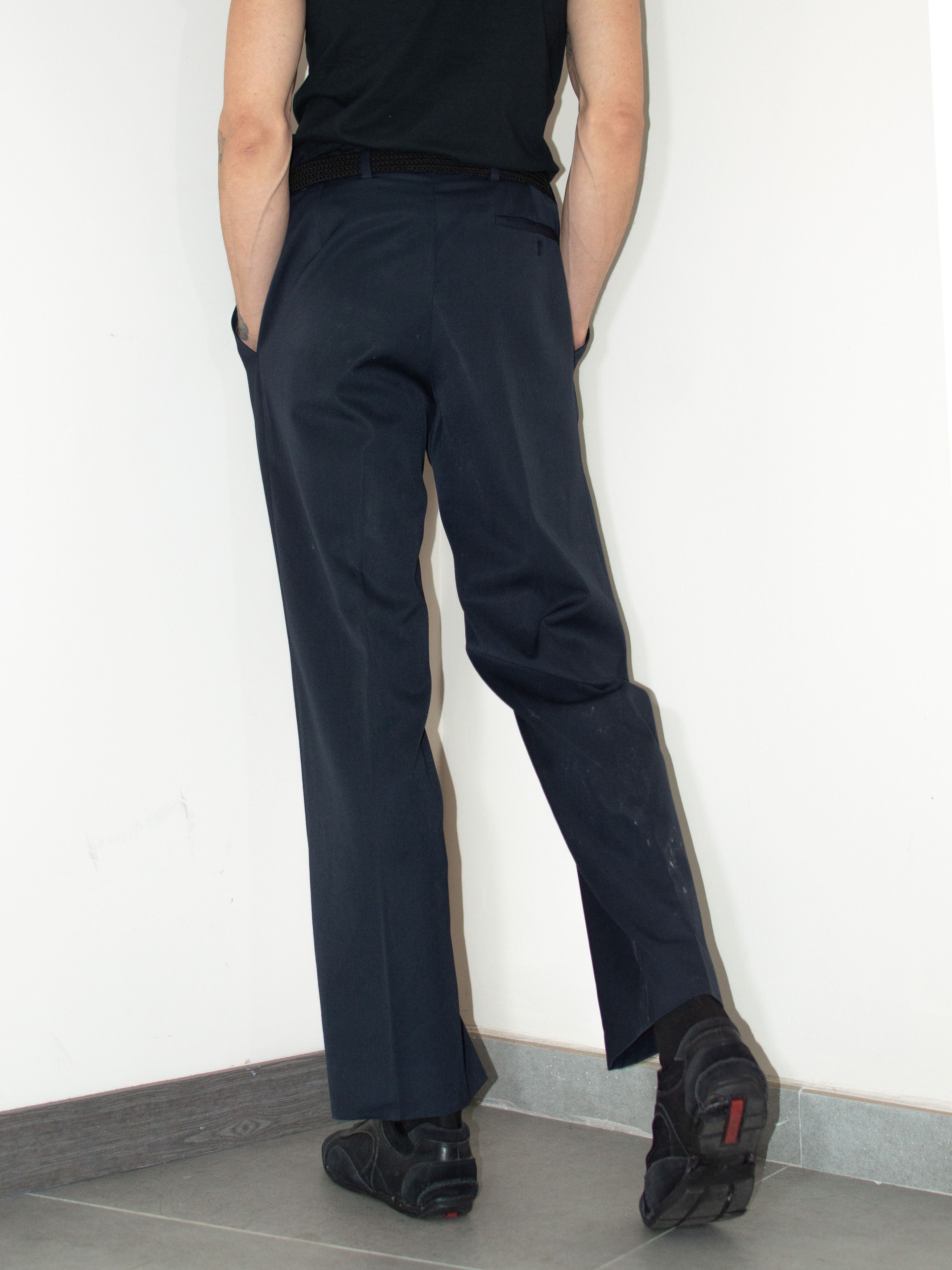 Burberry × Designer × Vintage OG 90s vintage Burberry Navy Wool wide leg Chino Trousers Size US 28 / EU 44 - 5 Thumbnail