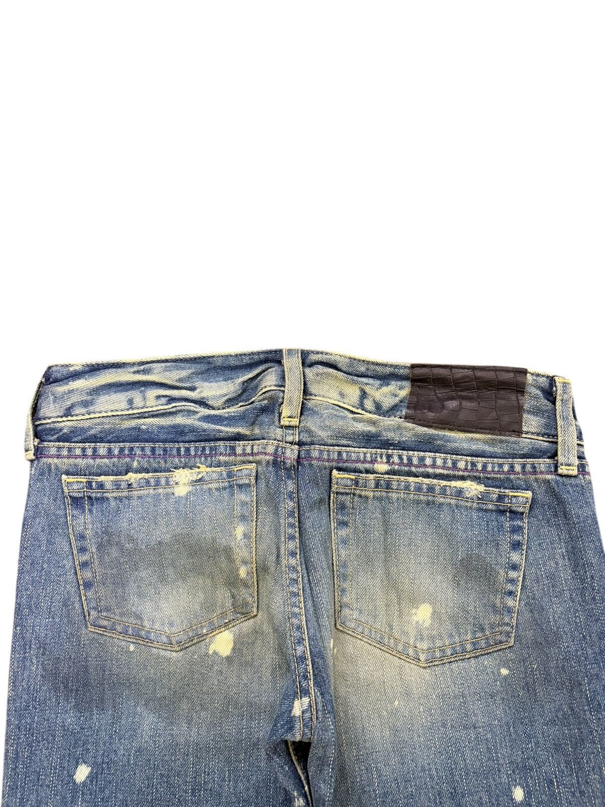 SLY Vintage Japanese Sly Sashiko Distress Low Rise Flare Jeans Size 28" / US 6 / IT 42 - 4 Thumbnail