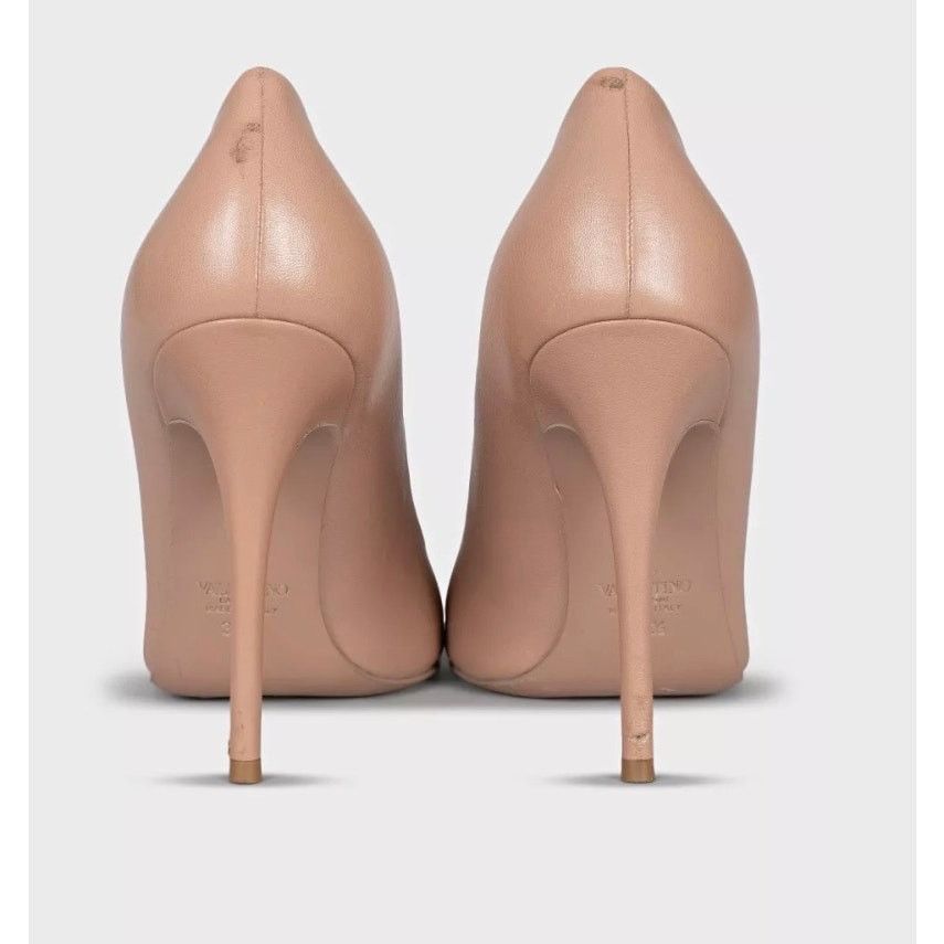 Valentino Valentino Beige Leather Studded Pumps - Size 38.5 Size US 8.5 / IT 38.5 - 4 Thumbnail
