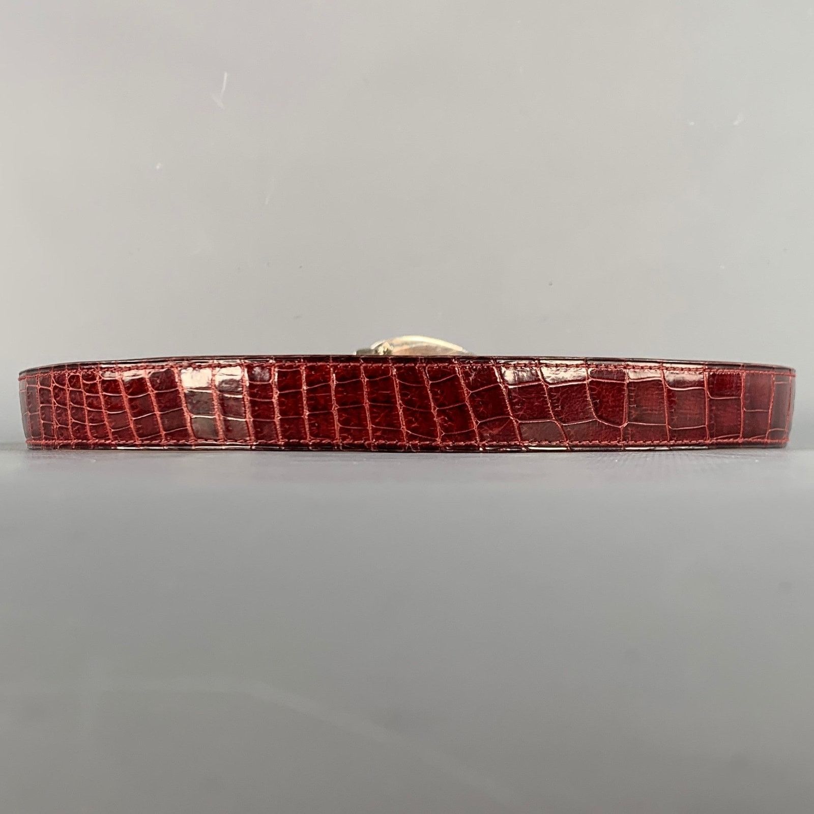 Other APRIL in PARIS Burgundy Yellow Embossed Sterling Silver Belt Size ONE SIZE - 4 Thumbnail