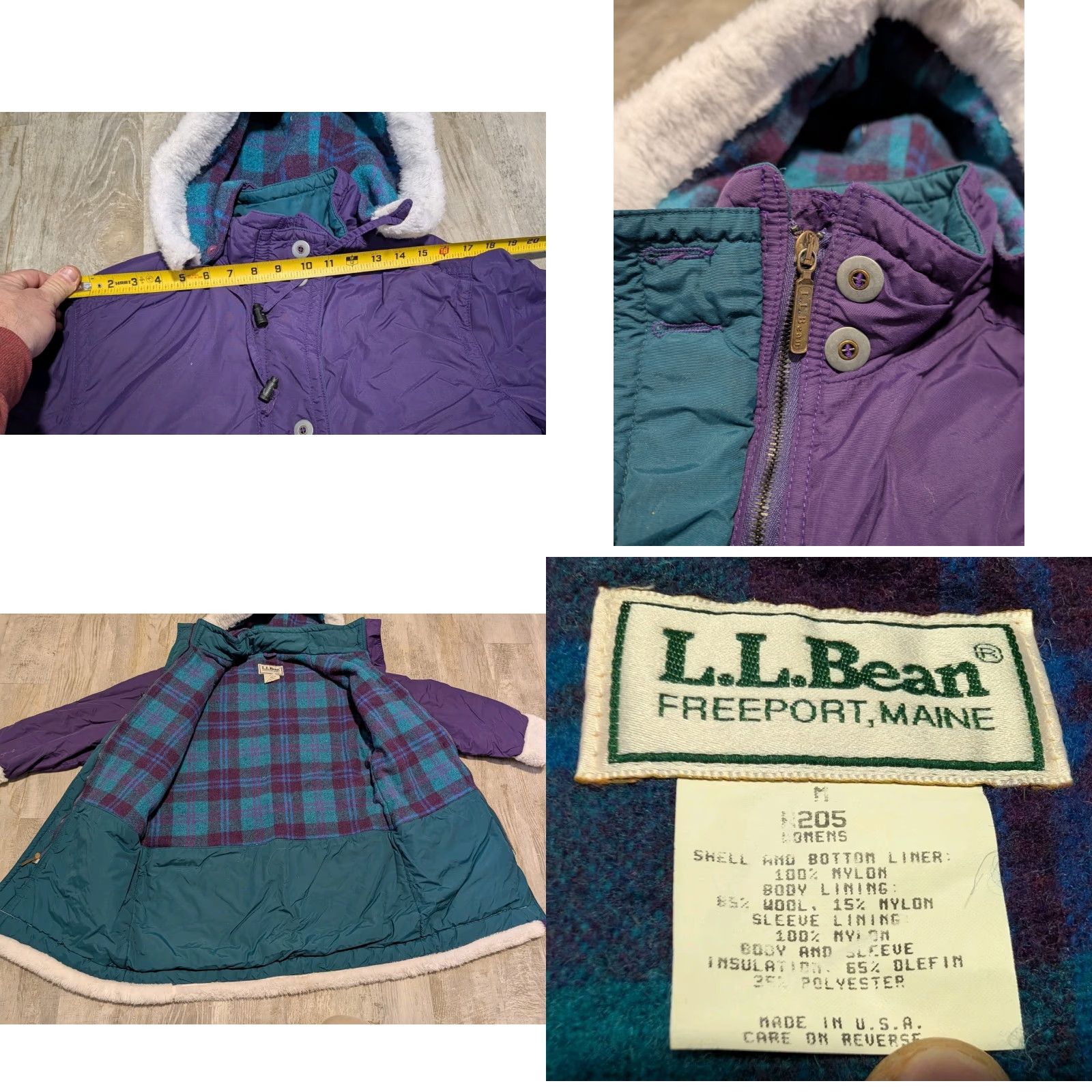 Vintage VINTAGE L.L.Bean Parka Womens M Wool Lined Made in USA Faux Fur Trim Purple Solid Hooded Coat Mens? No — end gender: Womens Size M / US 6-8 / IT 42-44 - 9 Thumbnail