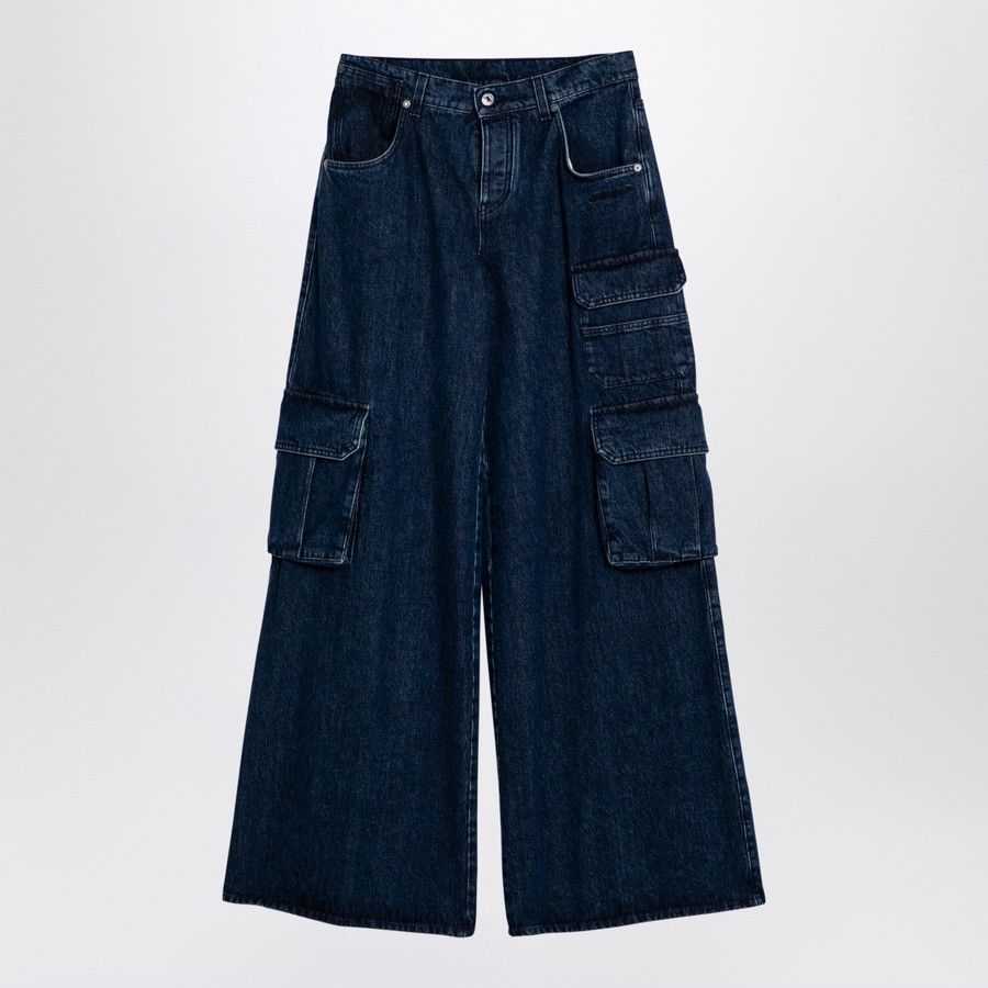 Off-White o1d2blof0924 Wide Cargo Denim Jeans in Blue Size 26" / US 2 / IT 38 - 1 Thumbnail