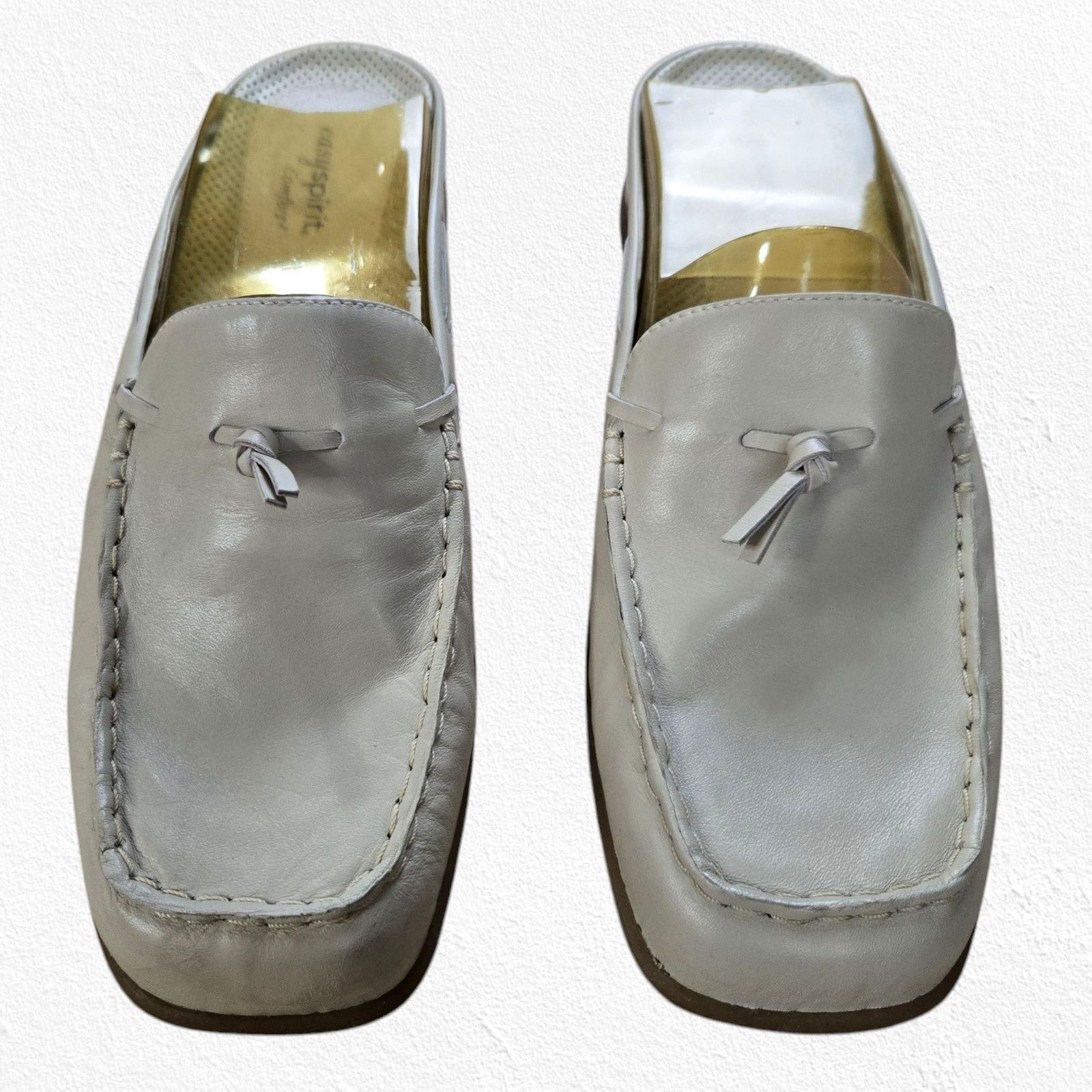 Y2K Natural Beige Slip On Square Toe Mule Loafer Size 9.5