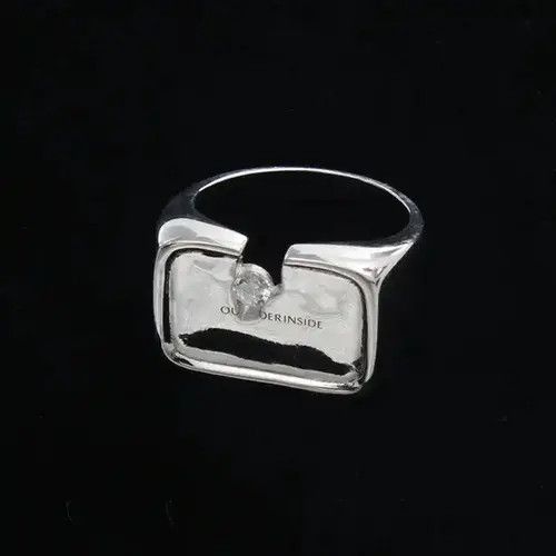 Vintage Unique Design Notch Set Crushed Zircon Rings Size ONE SIZE - 4 Thumbnail