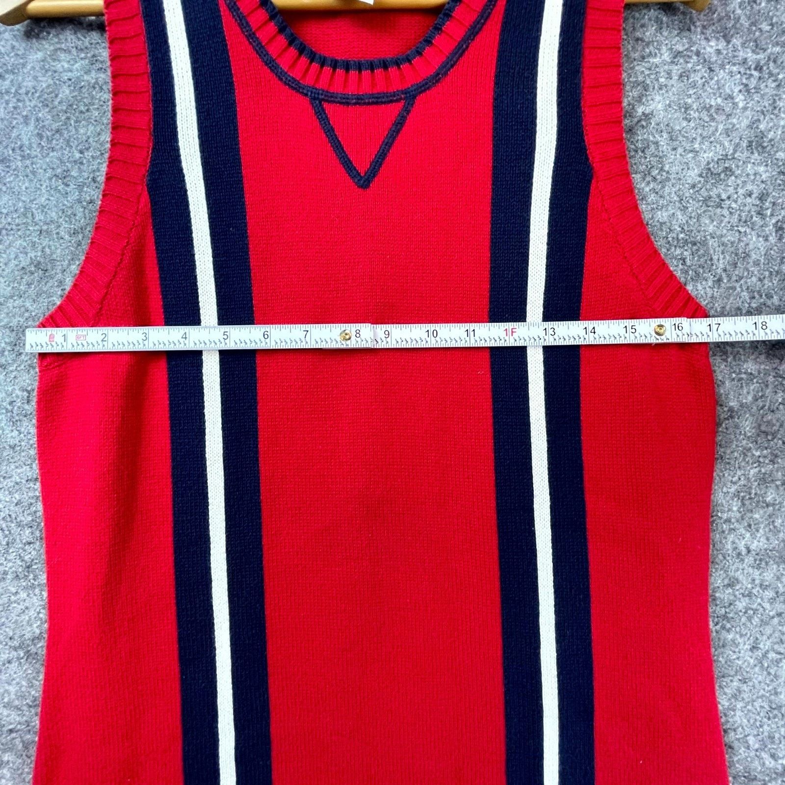 Tommy Hilfiger Vintage Tommy Hilfiger Sweater Dress XL Red Navy Knit Preppy Size XL / US 12-14 / IT 48-50 - 4 Thumbnail