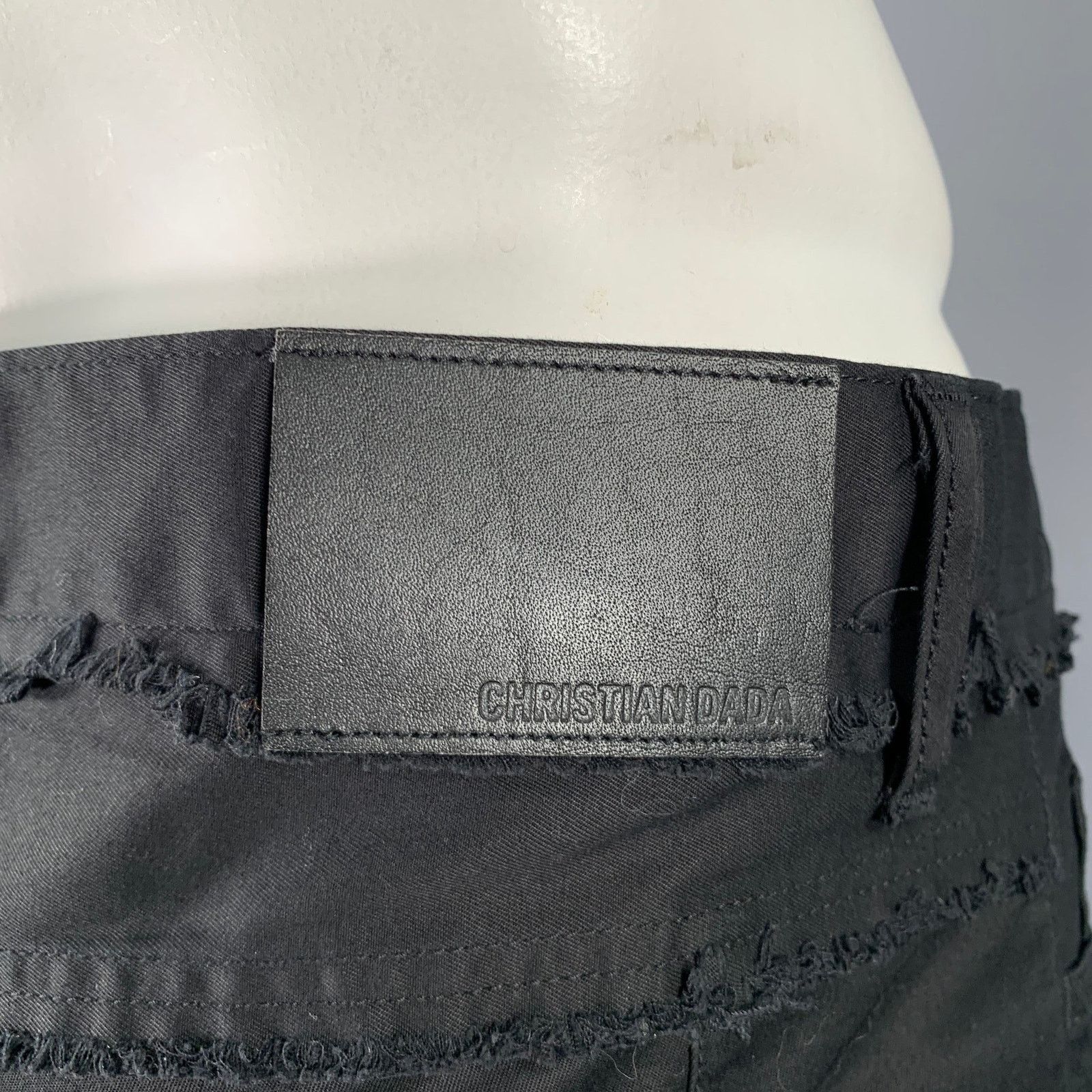 Christian Dada CHRISTIAN DADA Size 36 Black Distressed Cotton Zip Jeans Size US 36 / EU 52 - 4 Thumbnail