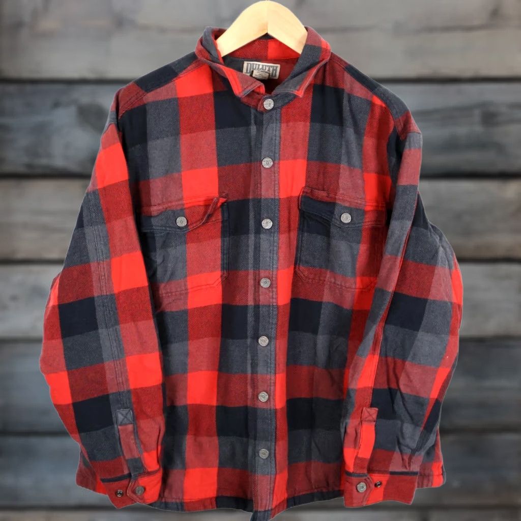 Vintage Duluth Fleece Lined Flannel Jacket Men 2XL Red Black Gray Snap Button Heavy Workwear Casual Modern Plaid Jacket Mens Size US XXL / EU 58 / 5 - 1 Thumbnail