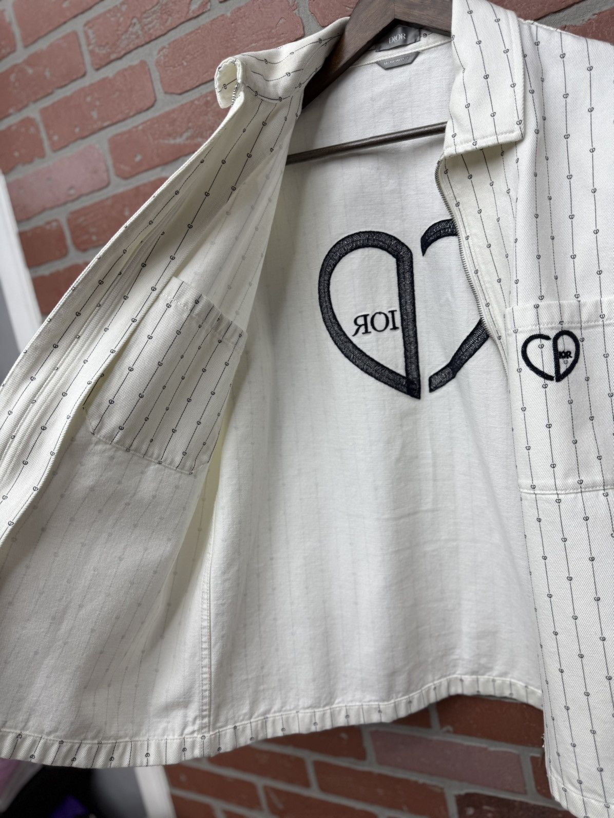 Dior Dior Valentine Striped Denim Jacket Size (50) White RARE Size US L / EU 52-54 / 3 - 22 Thumbnail