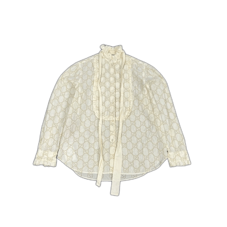 Gucci Gucci Sheer Long Sleeve Logo Blouse Size M / US 6-8 / IT 42-44 - 1 Thumbnail