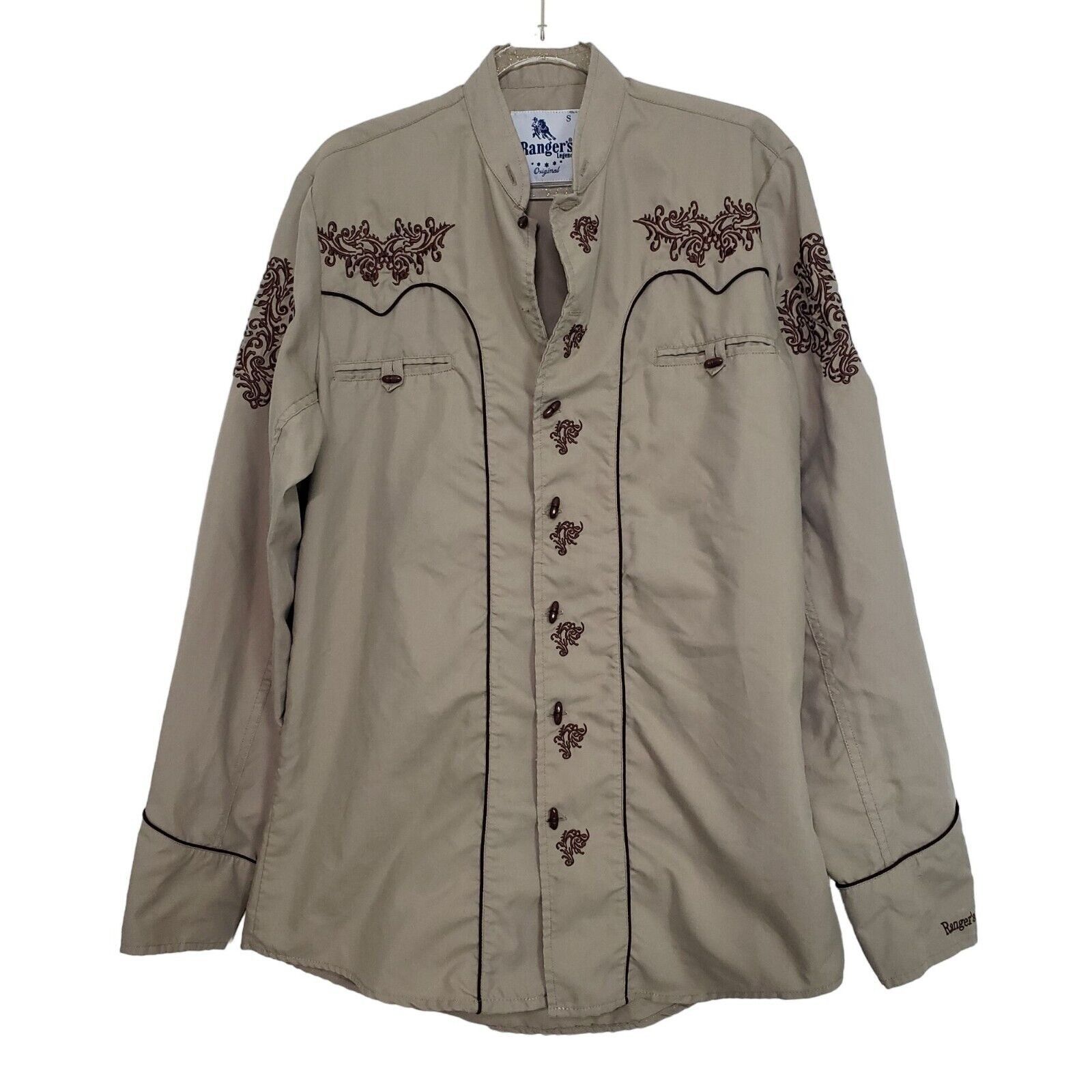 Designer Rangers Legend Embroidered Shirt Mens Size Small Brown Size S / US 4 / IT 40 - 1 Thumbnail