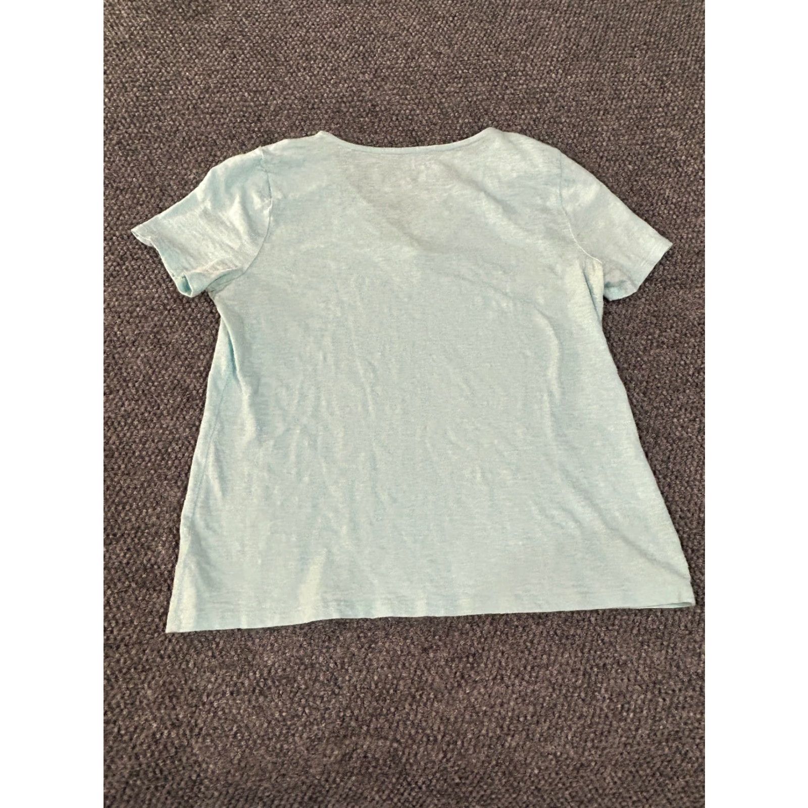 Talbots Talbots Top Womens M Light Blue Crochet Trim V-Neck Short Sleeve Blouse Casual Cotton Modal Blue Regular Stretch Size M / US 6-8 / IT 42-44 - 5 Thumbnail