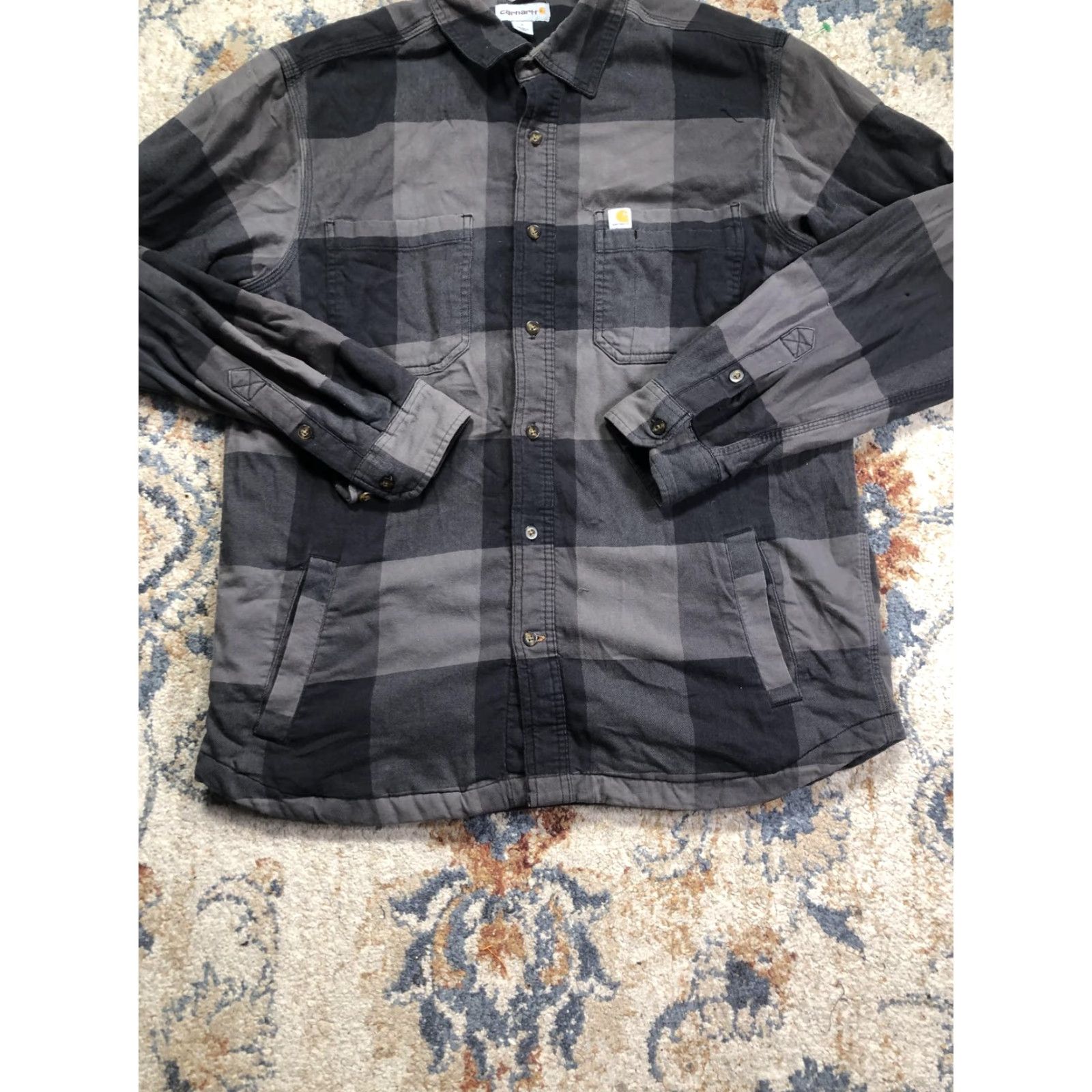 Carhartt VINTAGE Carhartt Shirt Jacket Mens L Gray Plaid Flannel Quilted Lined Button Front Size US L / EU 52-54 / 3 - 5 Thumbnail