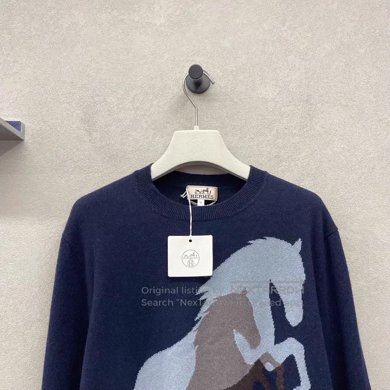 Hermes Hermes Navy Blue Long Sleeve Knit Top Size US M / EU 48-50 / 2 - 4 Thumbnail