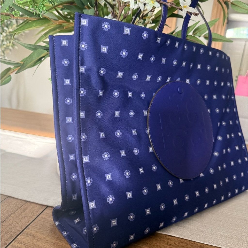 Tory Burch Tory Burch Blue Patterned Tote Size ONE SIZE - 3 Thumbnail