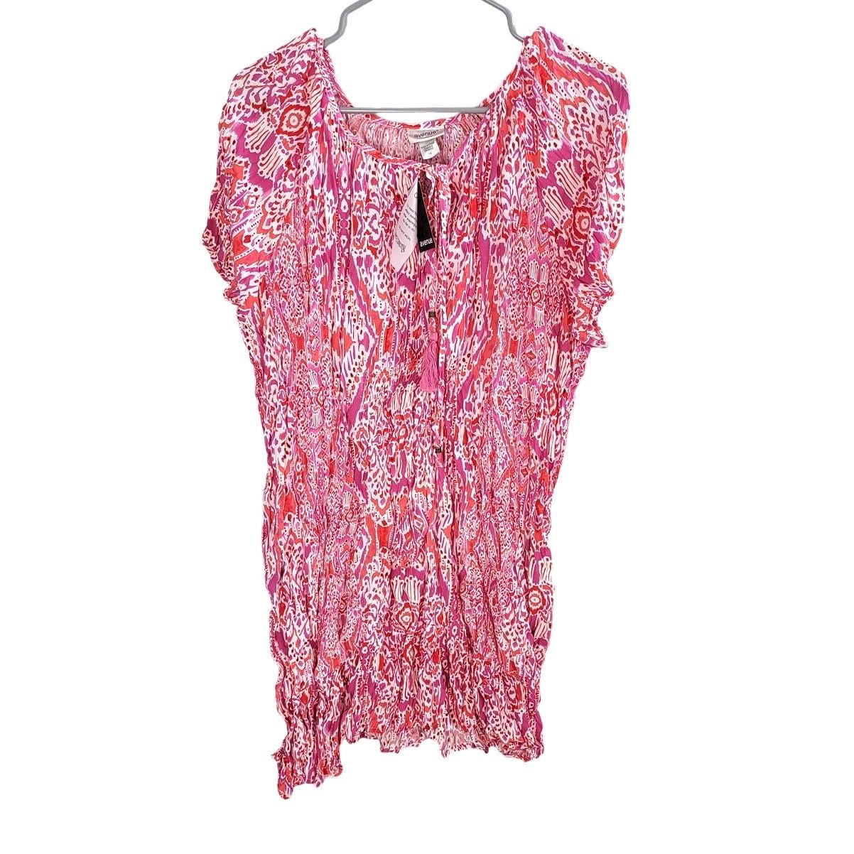 Avenue Avenue Avalon Crush Tunic in Pink Ikat - Size 16 Size XXL / US 16-18 / IT 52-54 - 1 Thumbnail