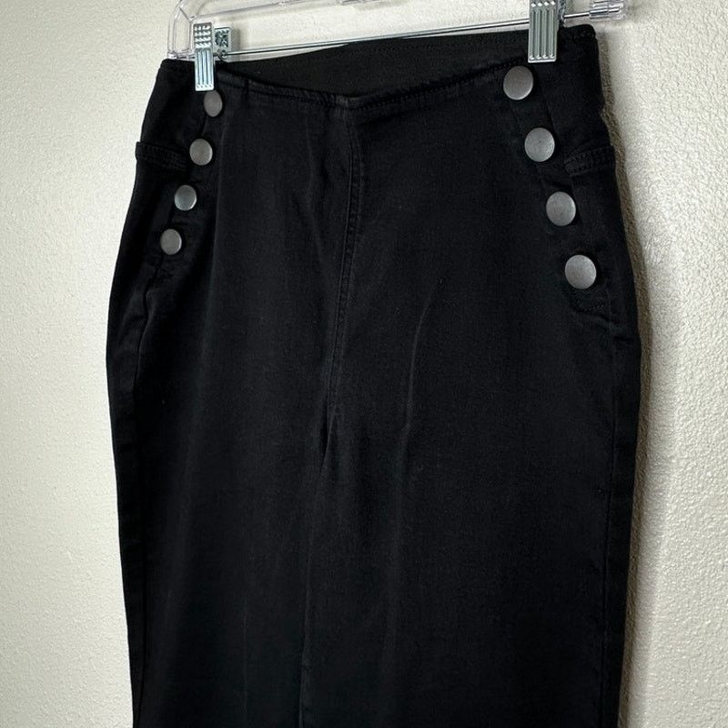I.N.C I.N.C. Black Pull On Sailor Button High Rise Flare Jeans 6 Size 28" / US 6 / IT 42 - 5 Thumbnail