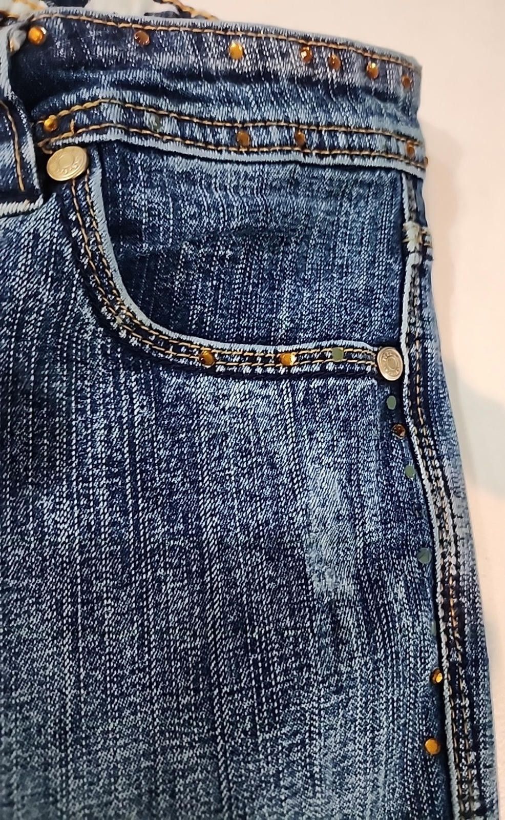 Pepe Jeans Pepe Jeans UK Blue Jeans Orange Beaded Low Rise 29/30W x 32L Size 29" - 8 Thumbnail