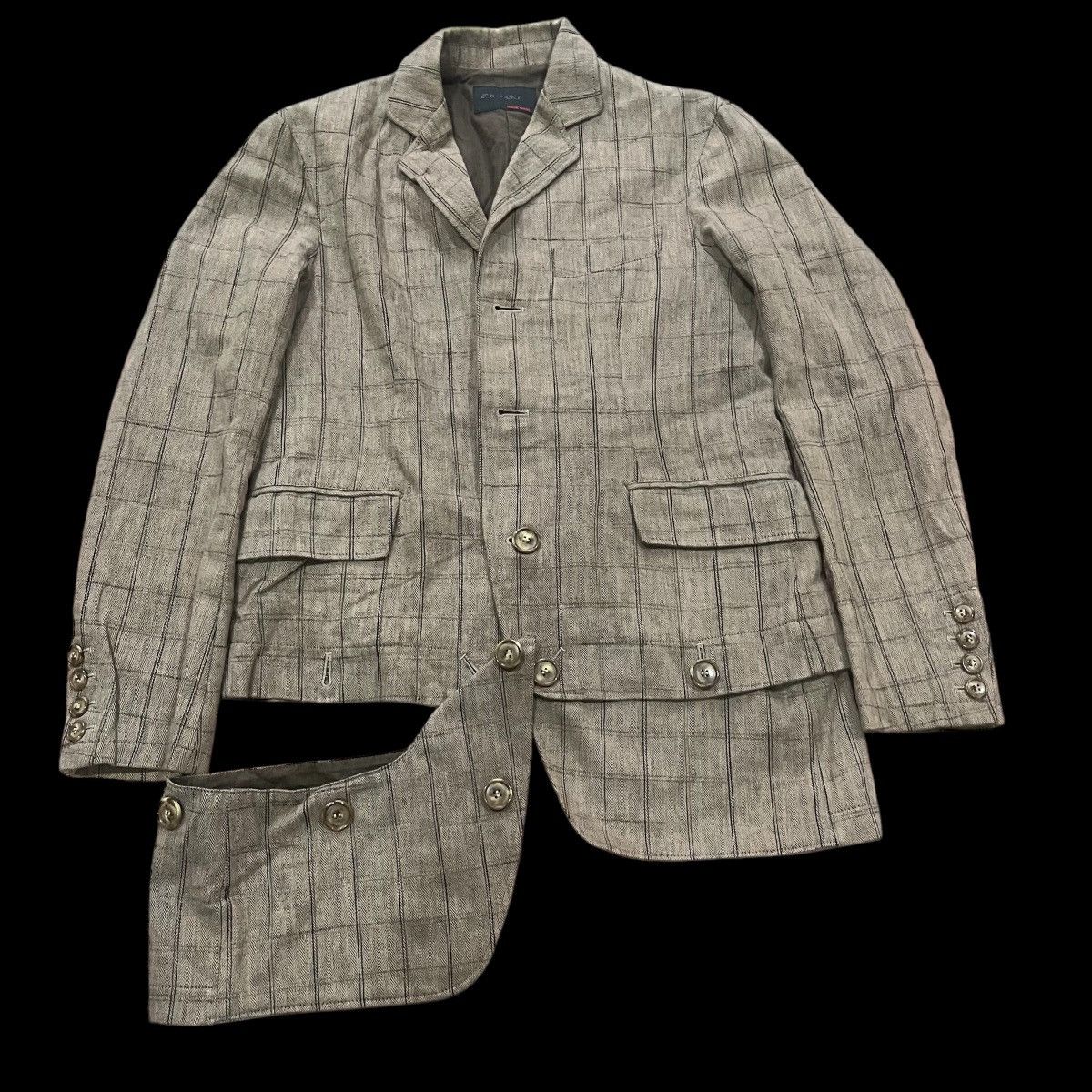 Japanese Brand Brown checked cotton blazer Size US M / EU 48-50 / 2 - 2 Thumbnail