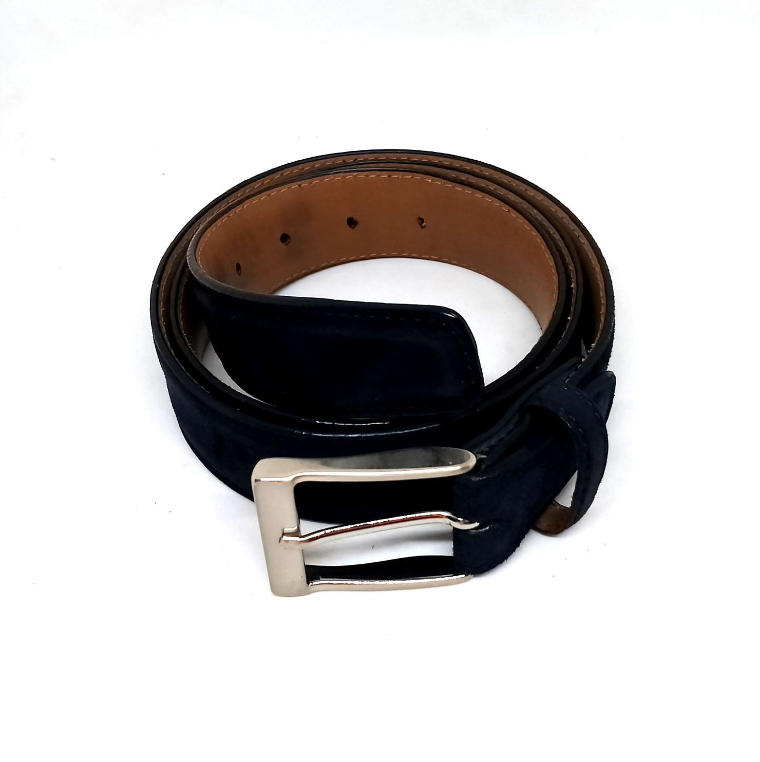 Magnanni Magnanni Suede Leather Belt, size 95, Dark Blue, Spain Size 36 - 2 Thumbnail
