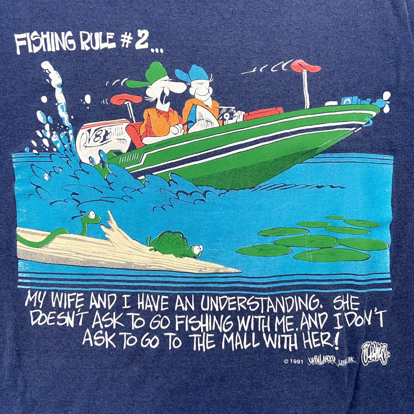 Vintage VINTAGE Miller Brand Fishing Shirt Mens 90s Extra Large Blue Tee Graphic Funny T-Shirt 2 Rule Adult XL Blue 90s Mens Size US XL / EU 56 / 4 - 4 Thumbnail