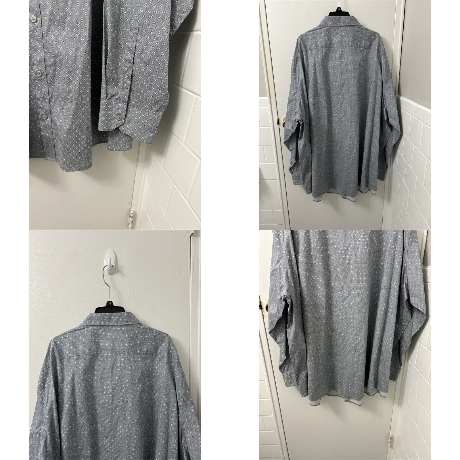 Apt. 9 Apt 9 Shirt Mens 4XL Gray Geometric Modern Fit Dress Shirt Long Sleeve Button-Front L/S Casual Formal Business Big Tall Size US XXL / EU 58 / 5 - 8 Thumbnail