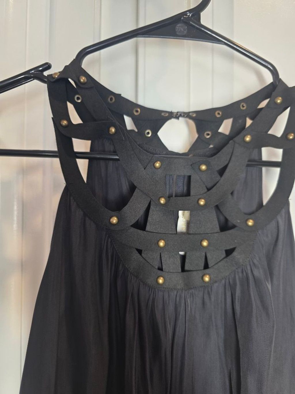 Ramy Brook Ramy Brook Black Studded Halter Top XS Silk Boho Luxe Statem Size XS / US 0-2 / IT 36-38 - 4 Thumbnail