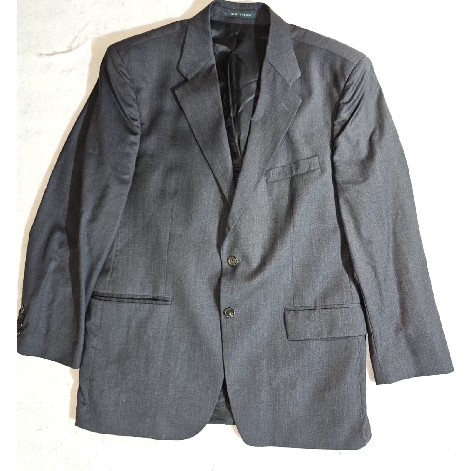 Ralph Lauren Ralph Lauren Sport Coat 100% Wool Charcoal Gray 44R Men Single-Breasted Notch Lapel Two-Button Jacket Suit Coat, Regular Fit, Vintage No Size 44R - 2 Thumbnail