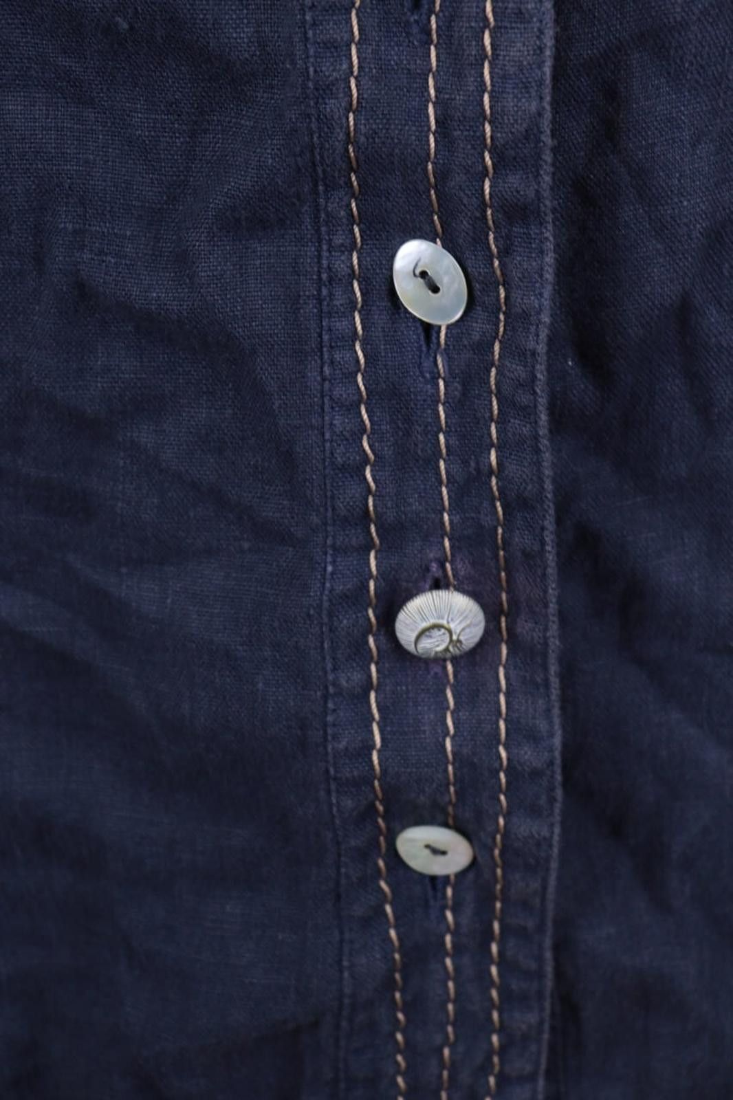Designer Elisa Cavaletti Blue Lagenlook Linen Blouse Shirt Size L Size L / US 10 / IT 46 - 3 Thumbnail