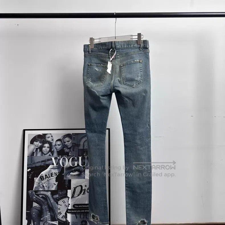 Saint Laurent Paris Saint Laurent Paris Blue Big Destroyed Denim Jeans Size US 29 - 3 Thumbnail