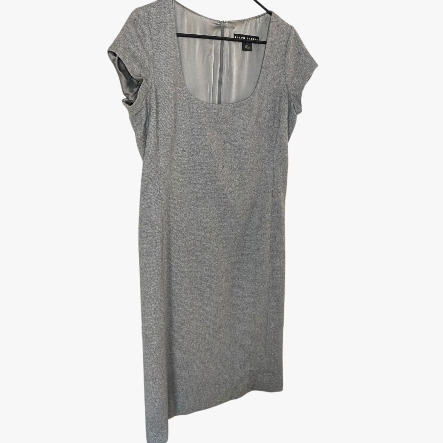 Ralph Lauren Ralph Lauren Dress Women's 10 Gray Cashmere Square-Neck Sheath Career Work Wear Size L / US 10 / IT 46 - 3 Thumbnail