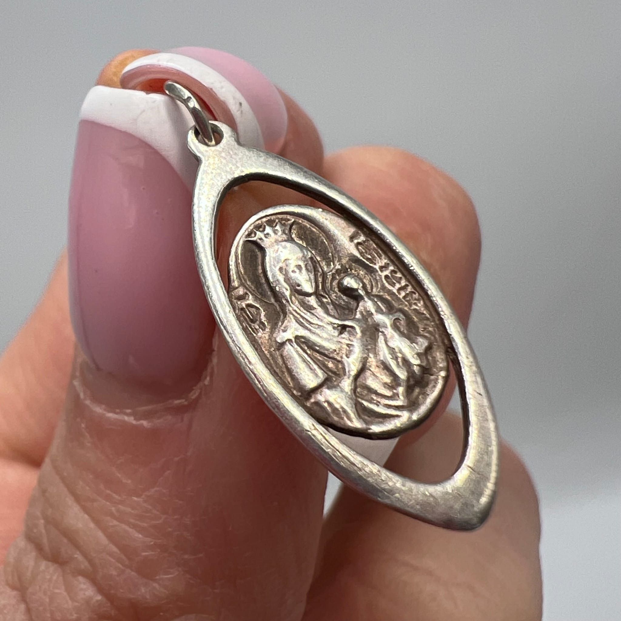 Vintage Vintage Sterling Silver 925 Virgin Mary Pendant - Religious Size ONE SIZE - 2 Thumbnail