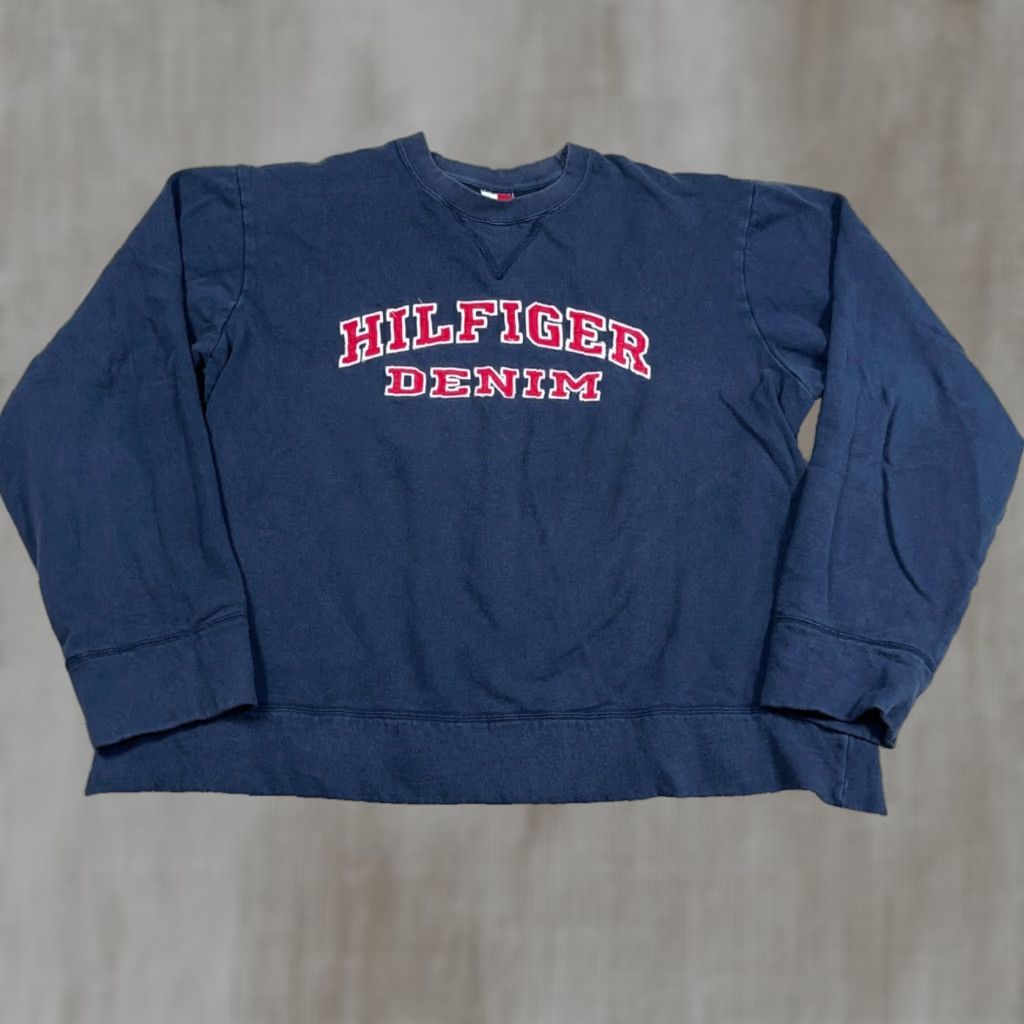 Tommy Hilfiger VINTAGE Tommy Hilfiger Sweatshirt Women XL Navy Blue Crewneck 90s Embroidered Size XL / US 12-14 / IT 48-50 - 1 Thumbnail