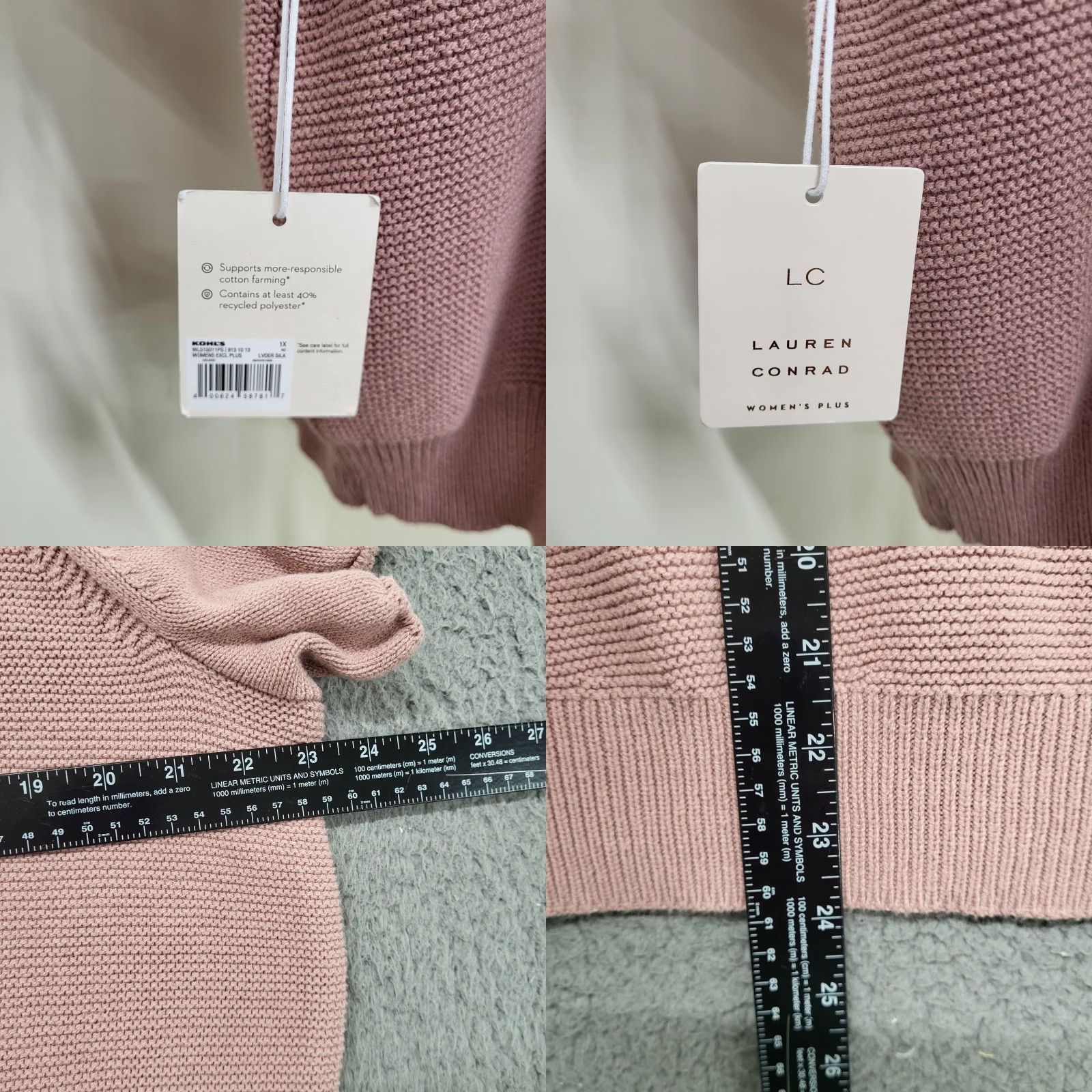 Vintage LC Lauren Conrad Sweater Womens 1X Short Sleeve Violet Heathered Knit Pullover Casual Fall Winter Spring Beach Bohemian City Classic Size XL / US 12-14 / IT 48-50 - 9 Thumbnail