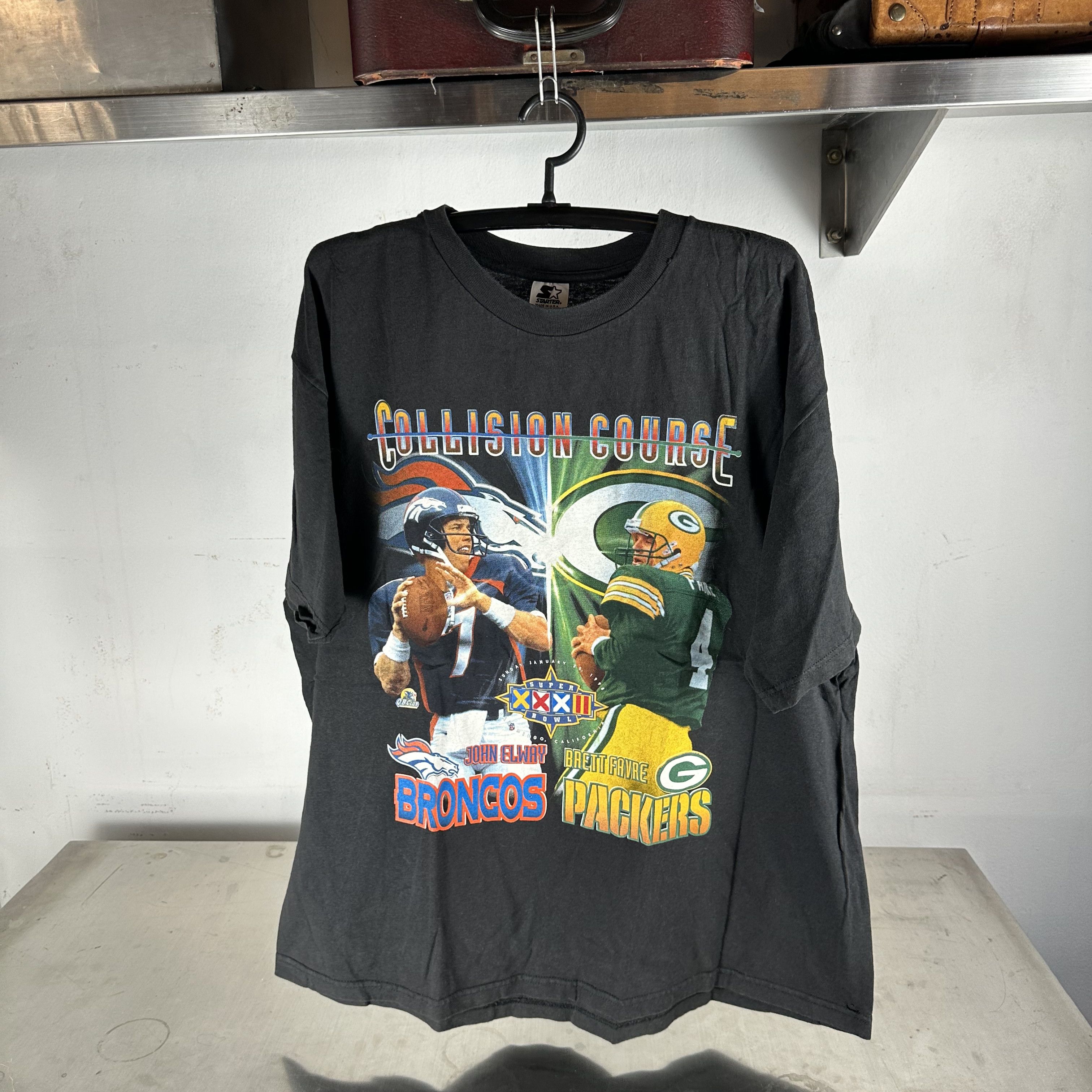 Vintage 1998 NFL Super Bowl Collision Course Broncos VS Packers Tee Size US XXL / EU 58 / 5 - 1 Thumbnail