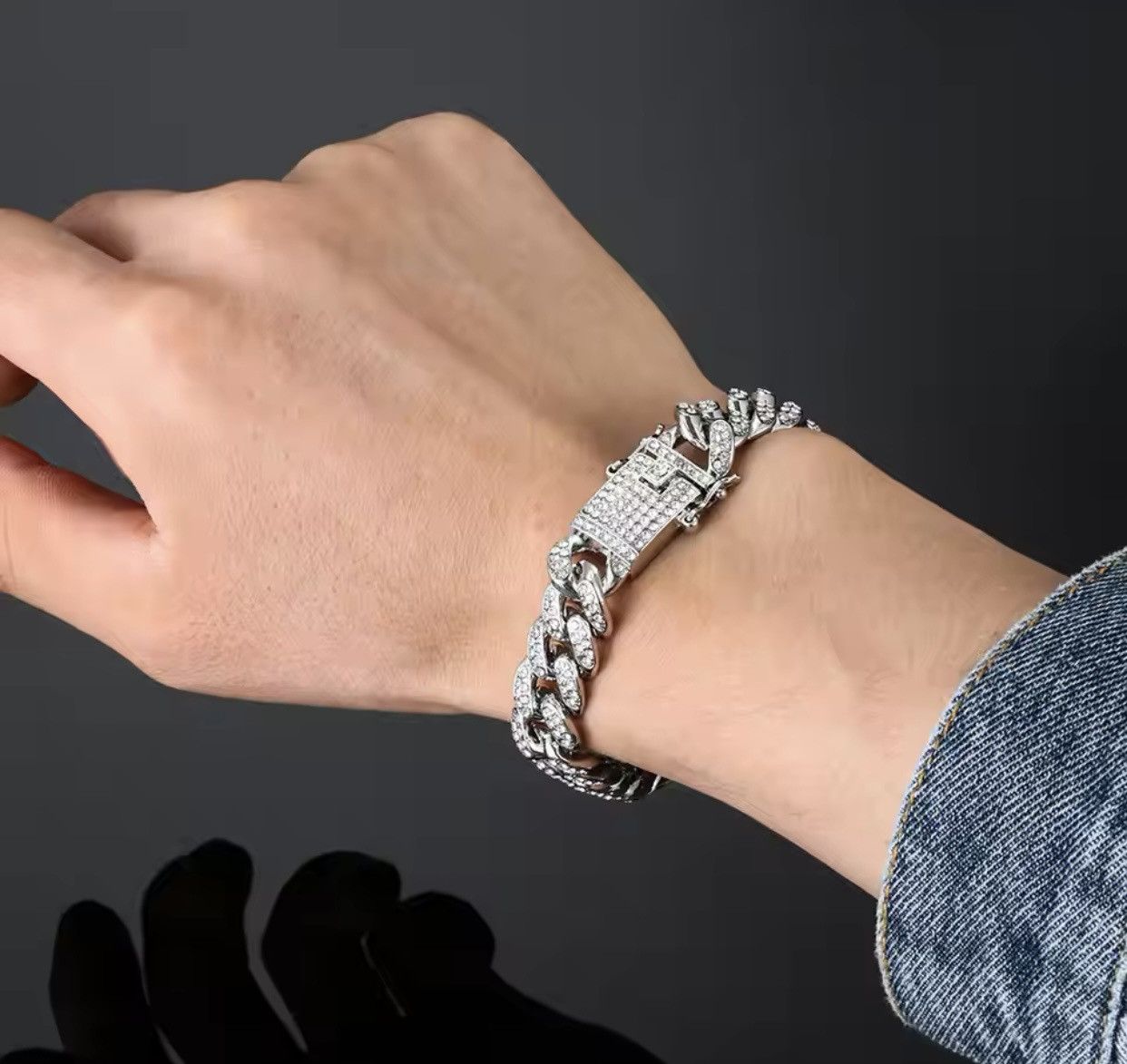 Designer × Jewelry Titanium Steel CZ Link Chain Bracelet for Men Women Size ONE SIZE - 5 Thumbnail
