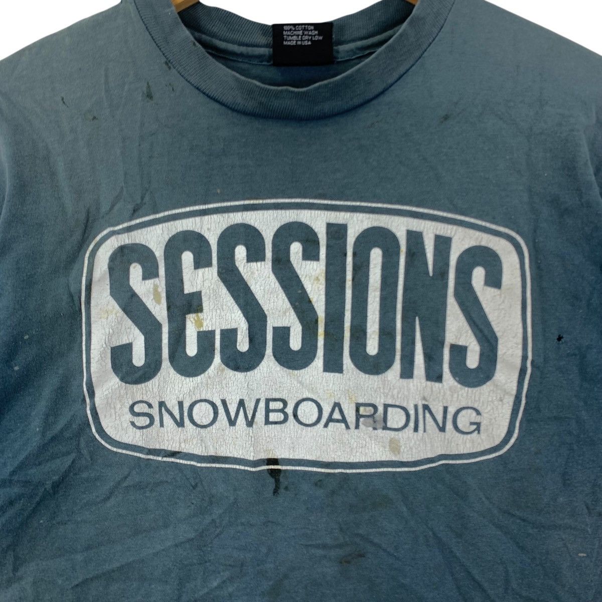 Sessions Vintage 90s Trashed SESSIONS SNOWBOARDING Skate Usa Tshirt Size US L / EU 52-54 / 3 - 3 Thumbnail