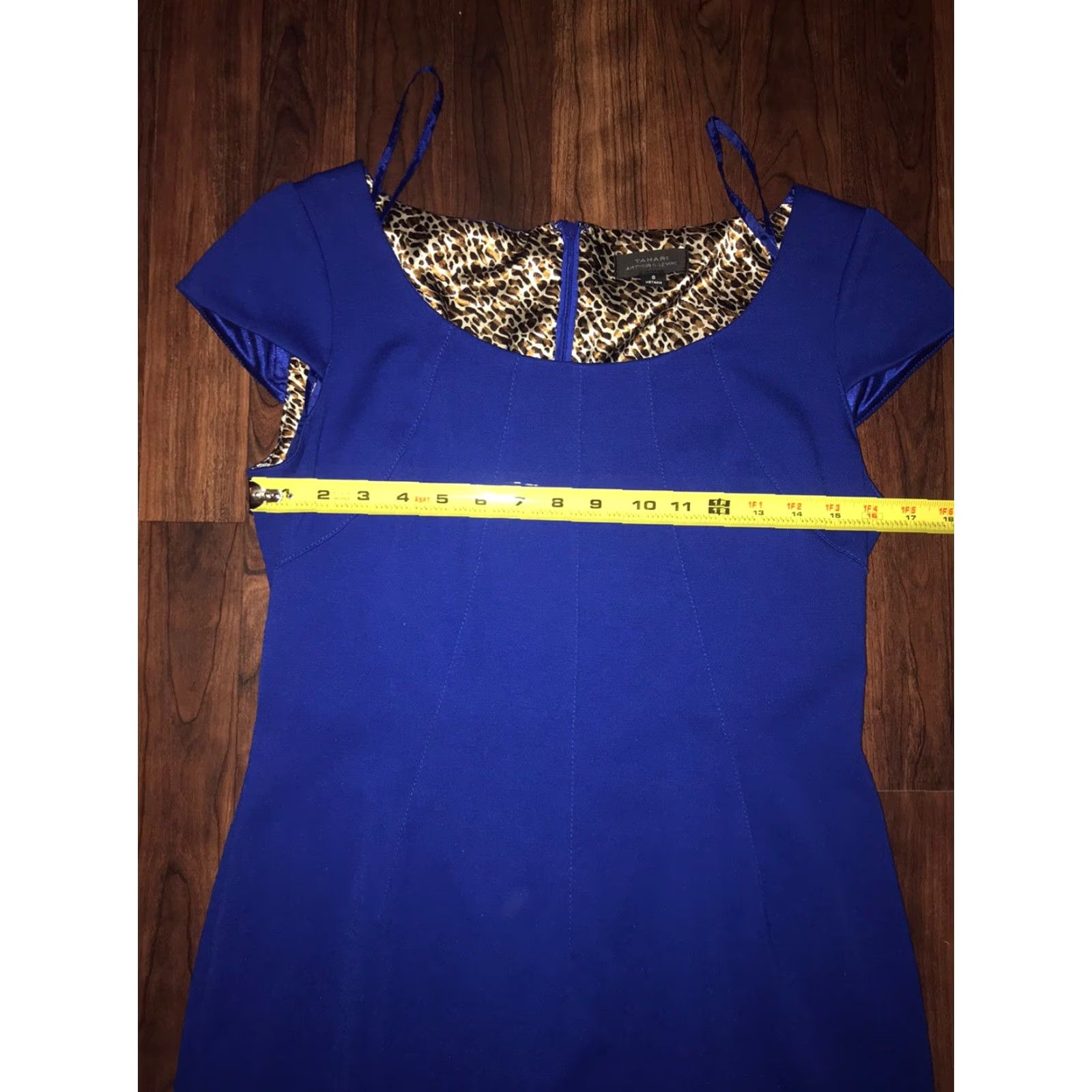 Vintage Tahari Arthur S. Levine Women's Blue Sleeveless A-Line Zipper Back Dress Size 8 Size M / US 6-8 / IT 42-44 - 4 Thumbnail