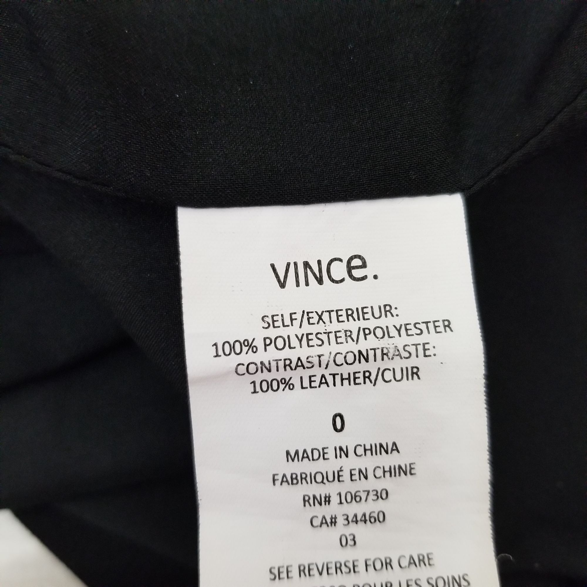 Vince Vince 0 Little Black Dress LBD Pockets Sleeveless Leather Tr Size XS / US 0-2 / IT 36-38 - 5 Thumbnail