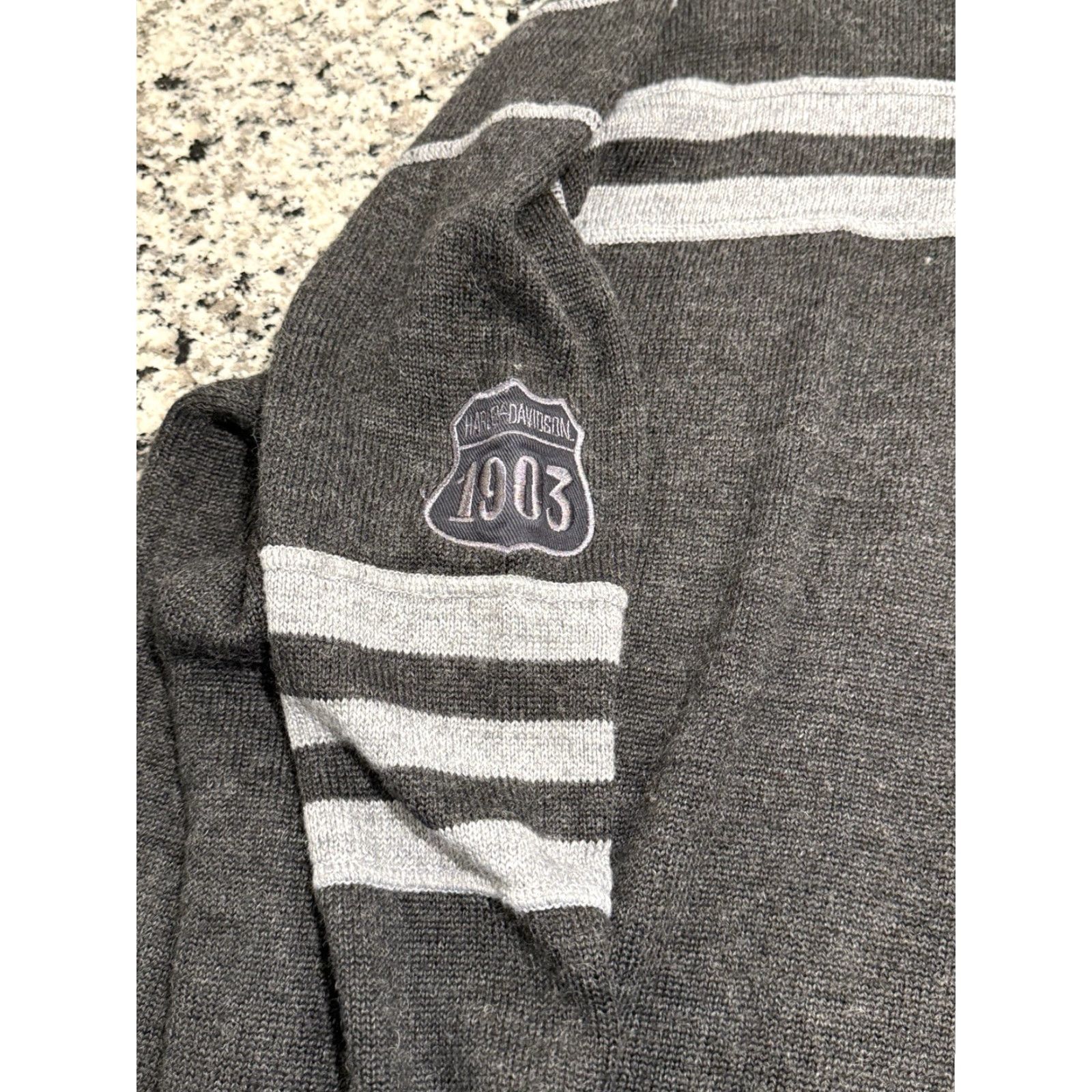 Harley Davidson Harley-Davidson 1/4 Zip Pullover Wool Blend Sweater Logo Striped Gray XXL Men Size US XXL / EU 58 / 5 - 4 Thumbnail