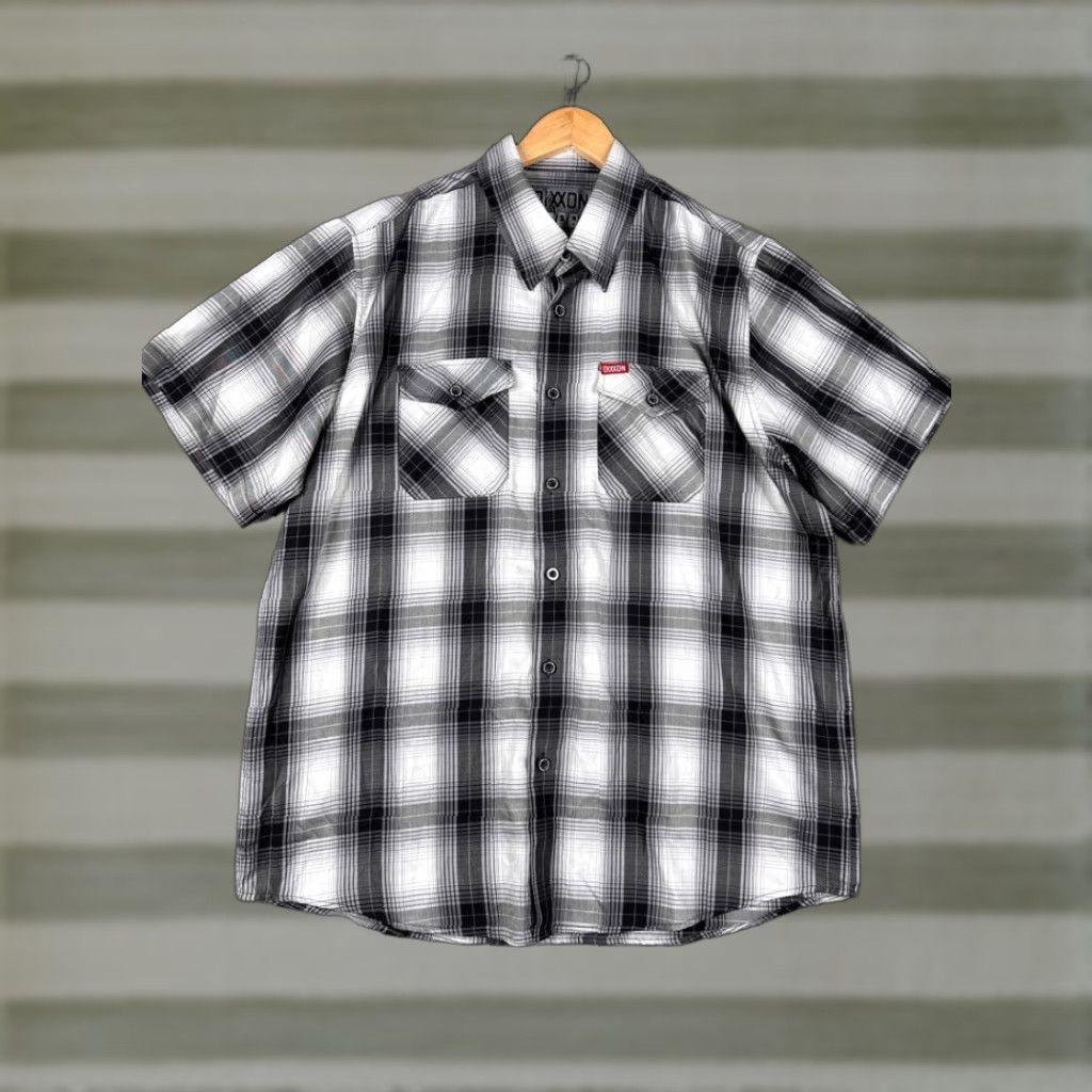 Dixxon Flannel Garfield Shirt Mens XL Grey Plaid Short Sleeve Button Up