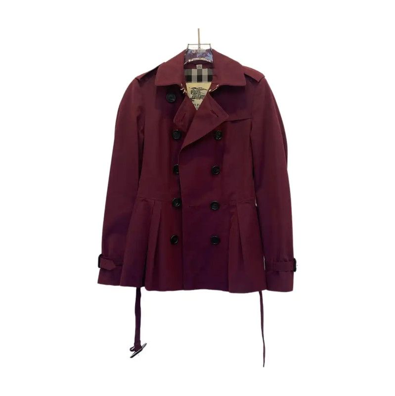 Burberry Burberry Wine Red Cotton Short Trench Coat Size S / US 4 / IT 40 - 1 Thumbnail