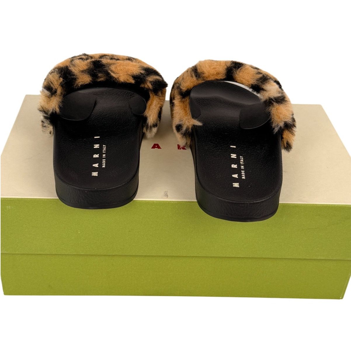 Marni Marni Camel / Black Leopard Faux Fur Logo Slide Sz 36 Size US 6 / IT 36 - 6 Thumbnail